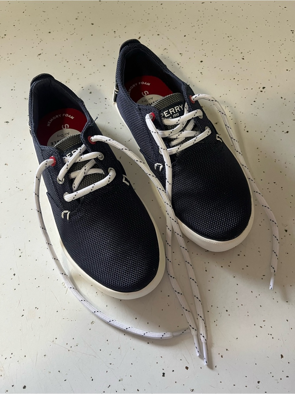 Child Sperry Navy and White Boat Shoes